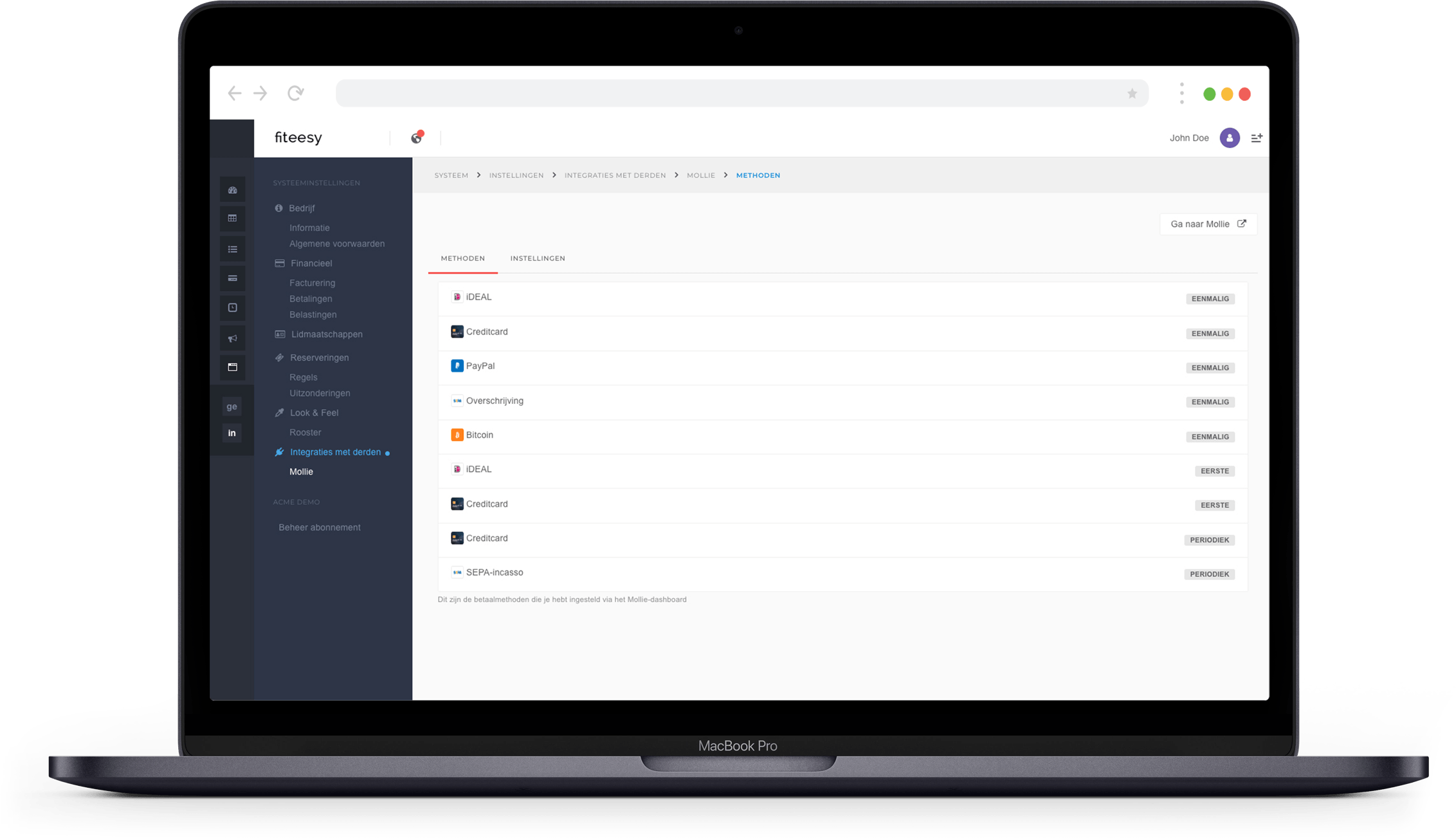 fiteesy payment service provider integratie
